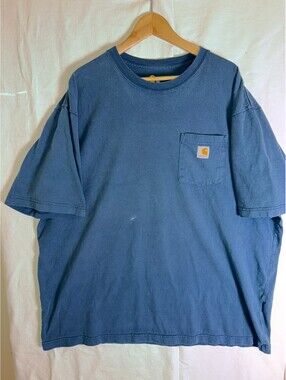 Carhartt Pocket T Shirt Mens 2XL Blue K87 Short Sleeve Workwear Original Fit